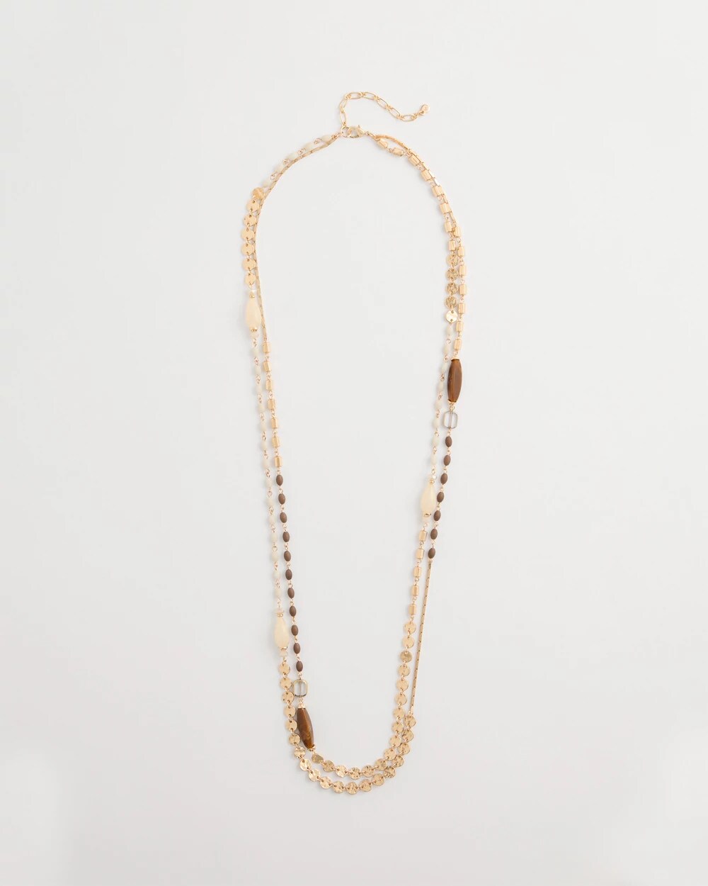 White Cognac Double-Strand Necklace
