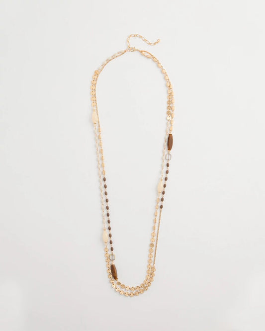 White Cognac Double-Strand Necklace
