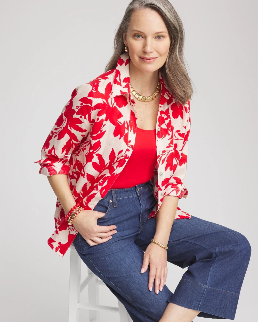 No Iron Floral Linen Shirt