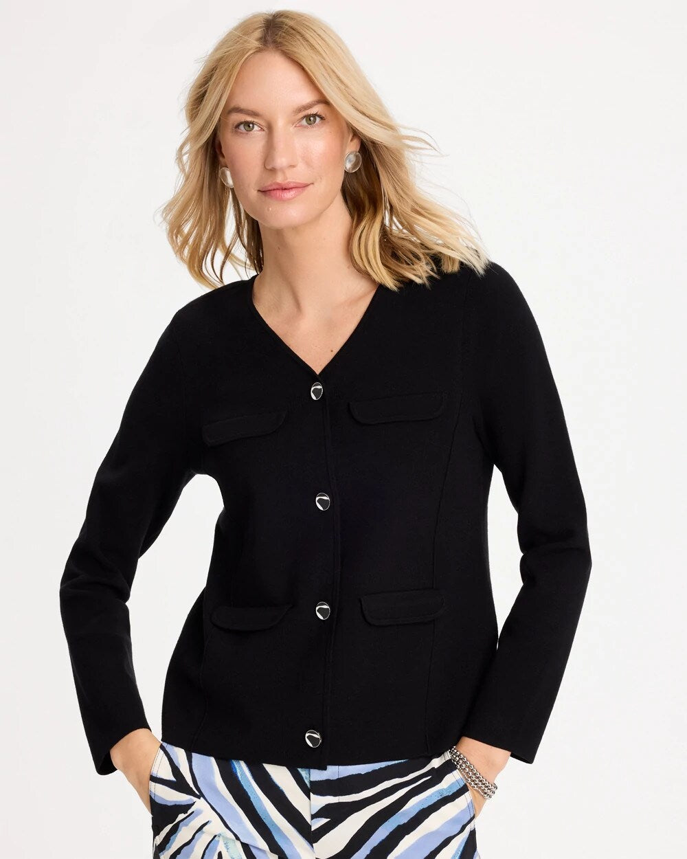 V-Neck Sweater Jacket