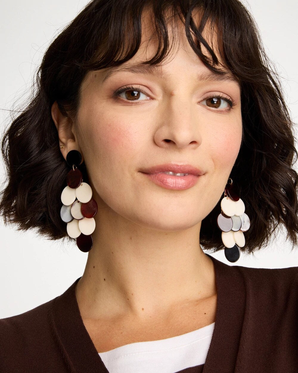 Neutral Resin Chandelier Earrings