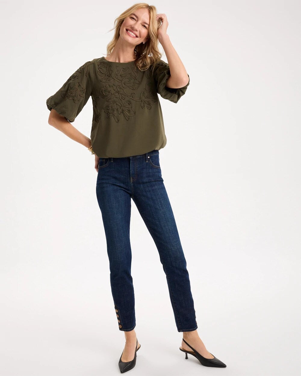 Soutache Soft-Stretch Bubble Hem Top