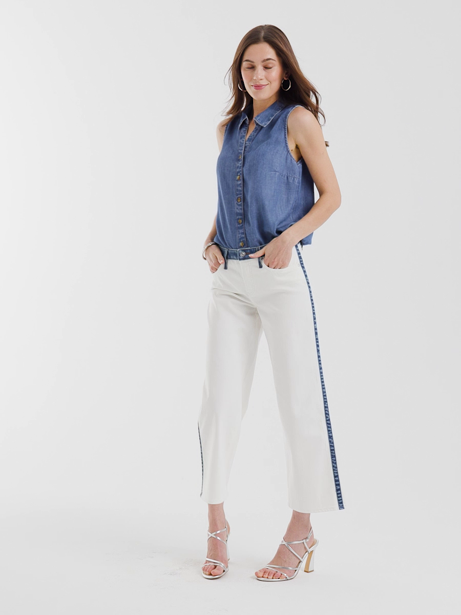 Girlfriend Straight Colorblock Jeans
