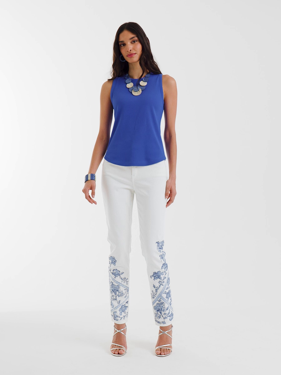 Embroidered Girlfriend Slim Ankle Jeans