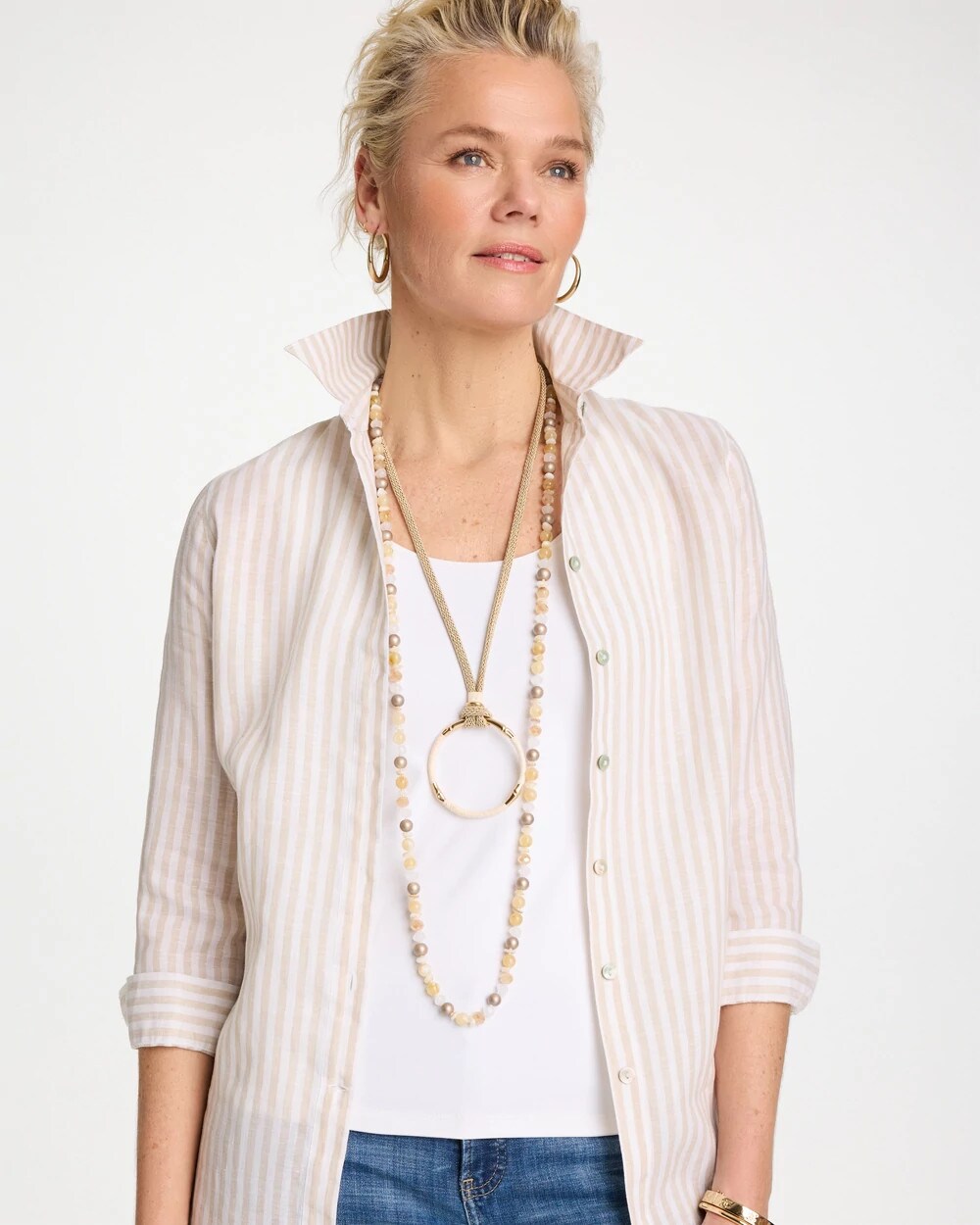 Neutral Long Layering Necklace