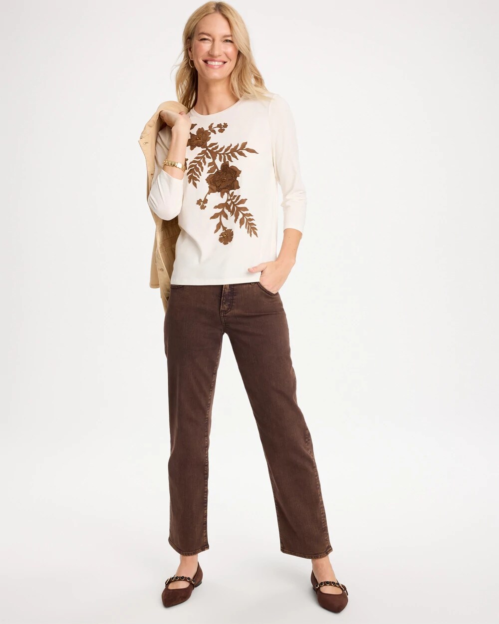 Faux Suede Applique Tee
