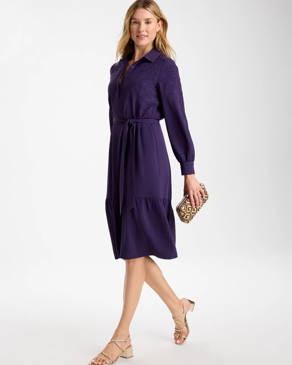 Lace Applique Knee Length Dress