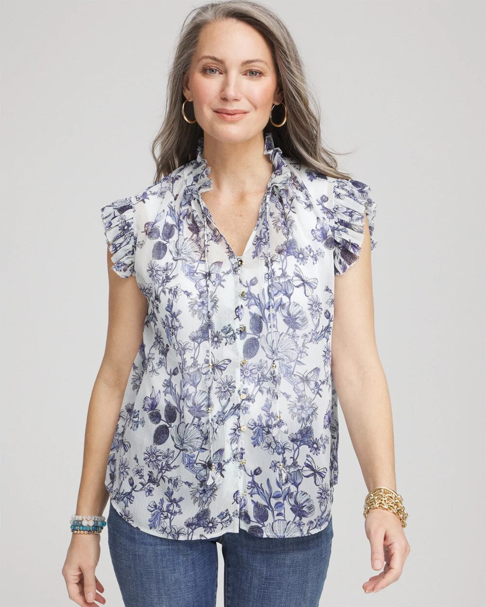 Butterfly Ruffle Collar Blouse