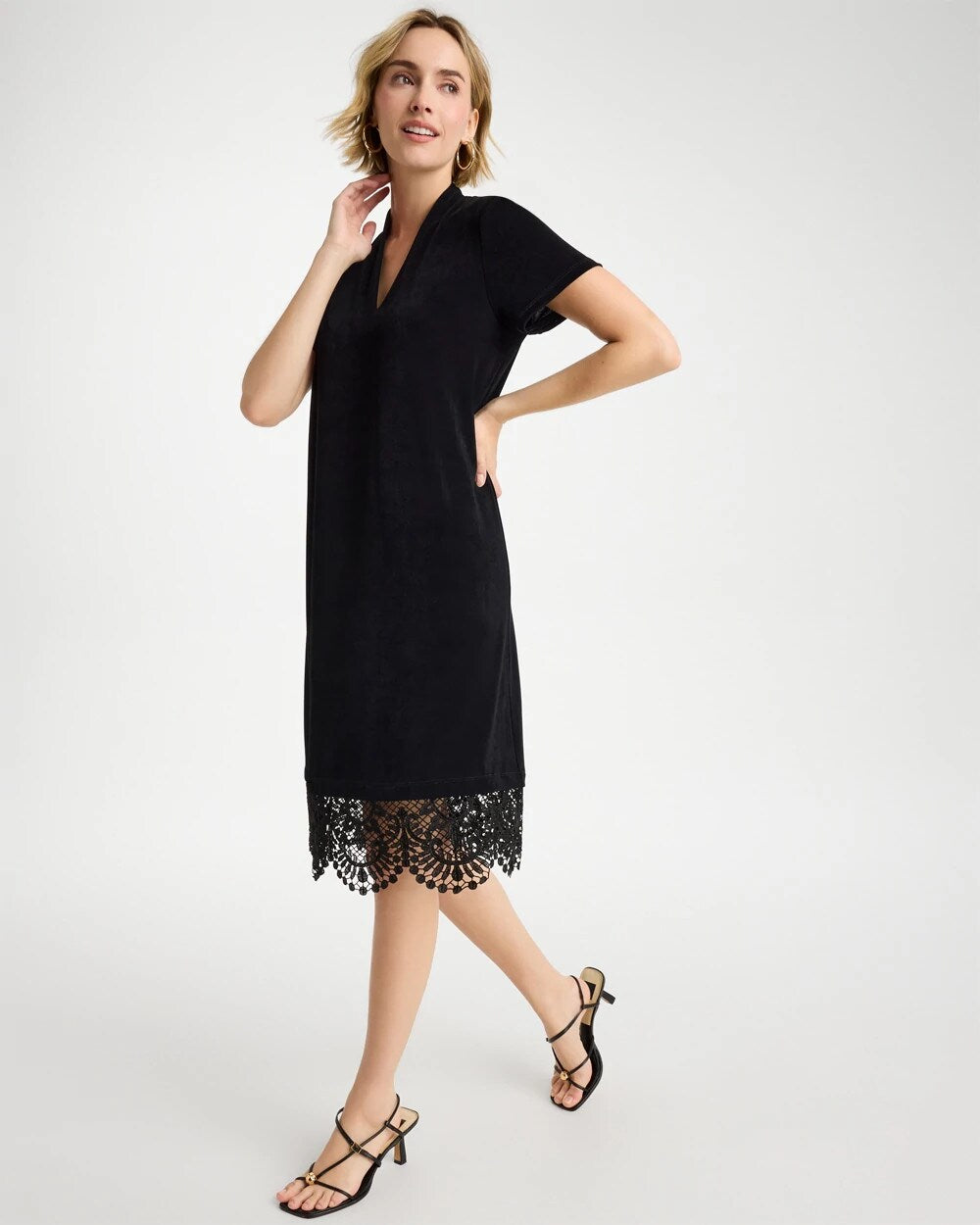 Travelers Lace Hem V-Neck Dress