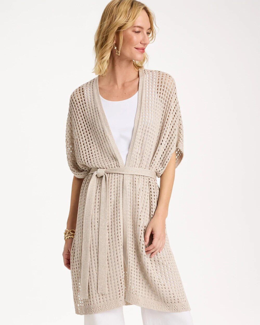 Crochet Knit Belted Ruana