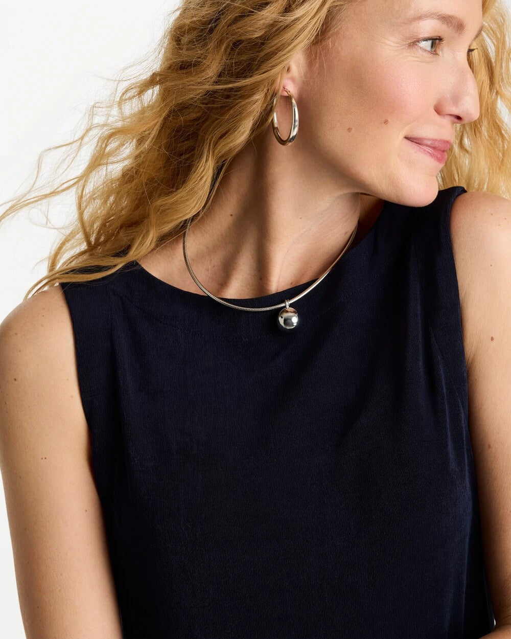 Silver Bead Collar Necklace
