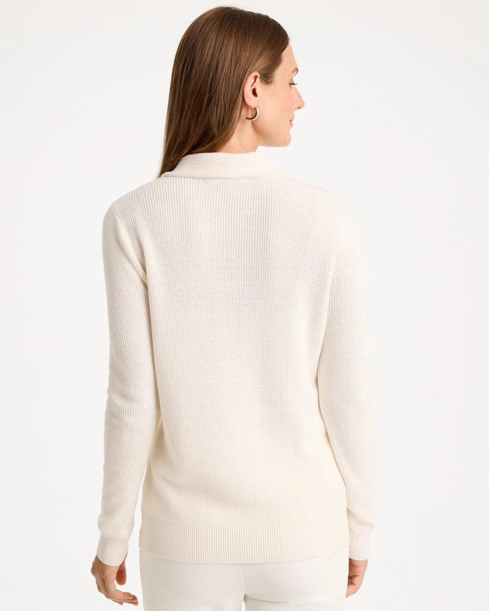 Long-Sleeve Pullover Polo Sweater