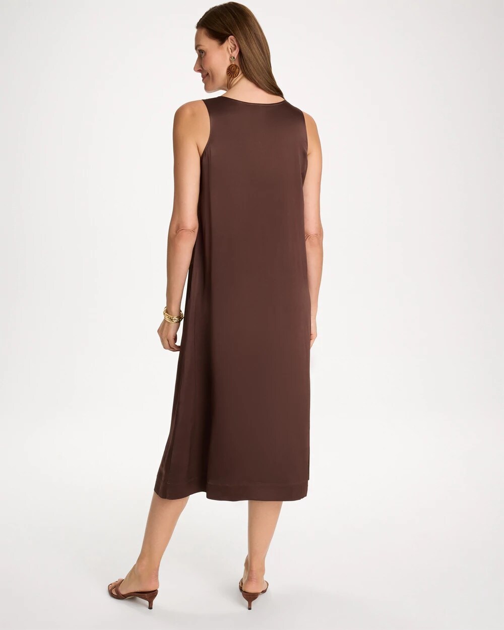 Faux Satin Sleeveless Dress