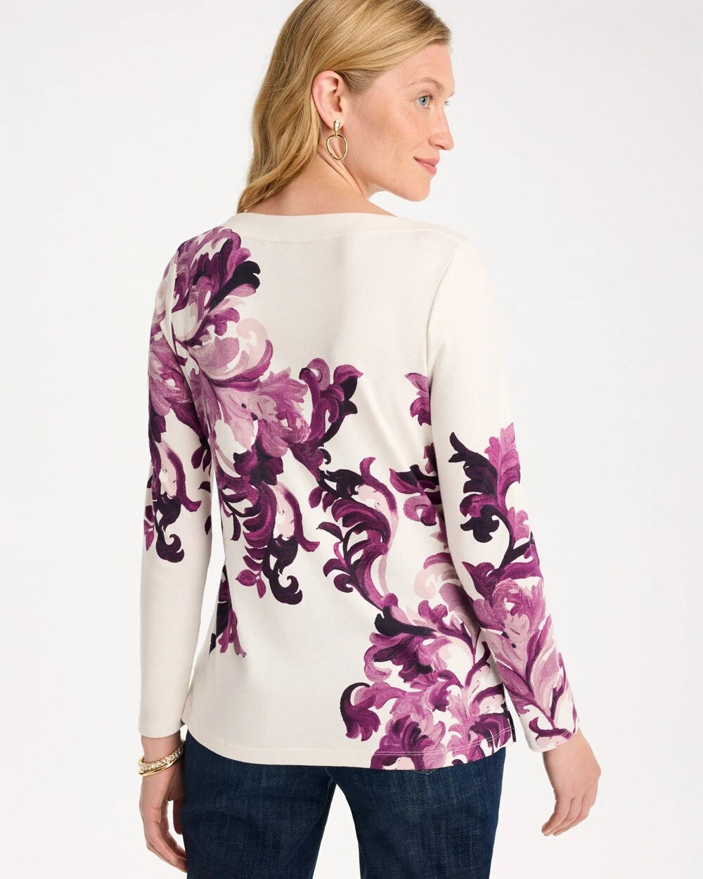 Placed Print Pima Cotton Boatneck Tee