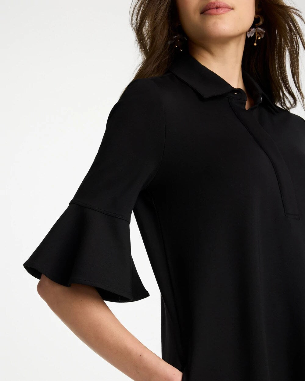 Knit Flounce Sleeve Dress