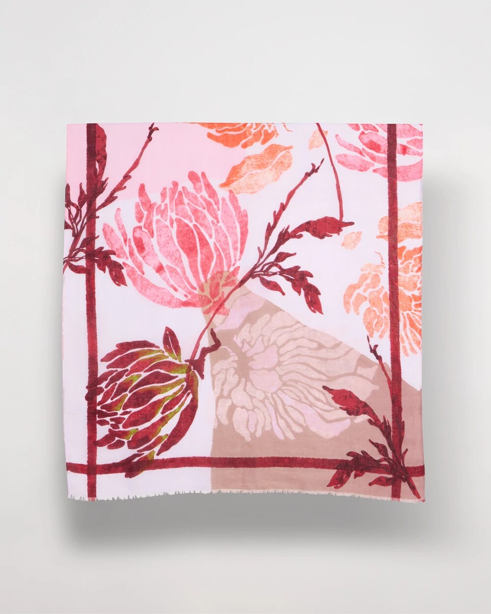 Coral Motif Oblong Scarf