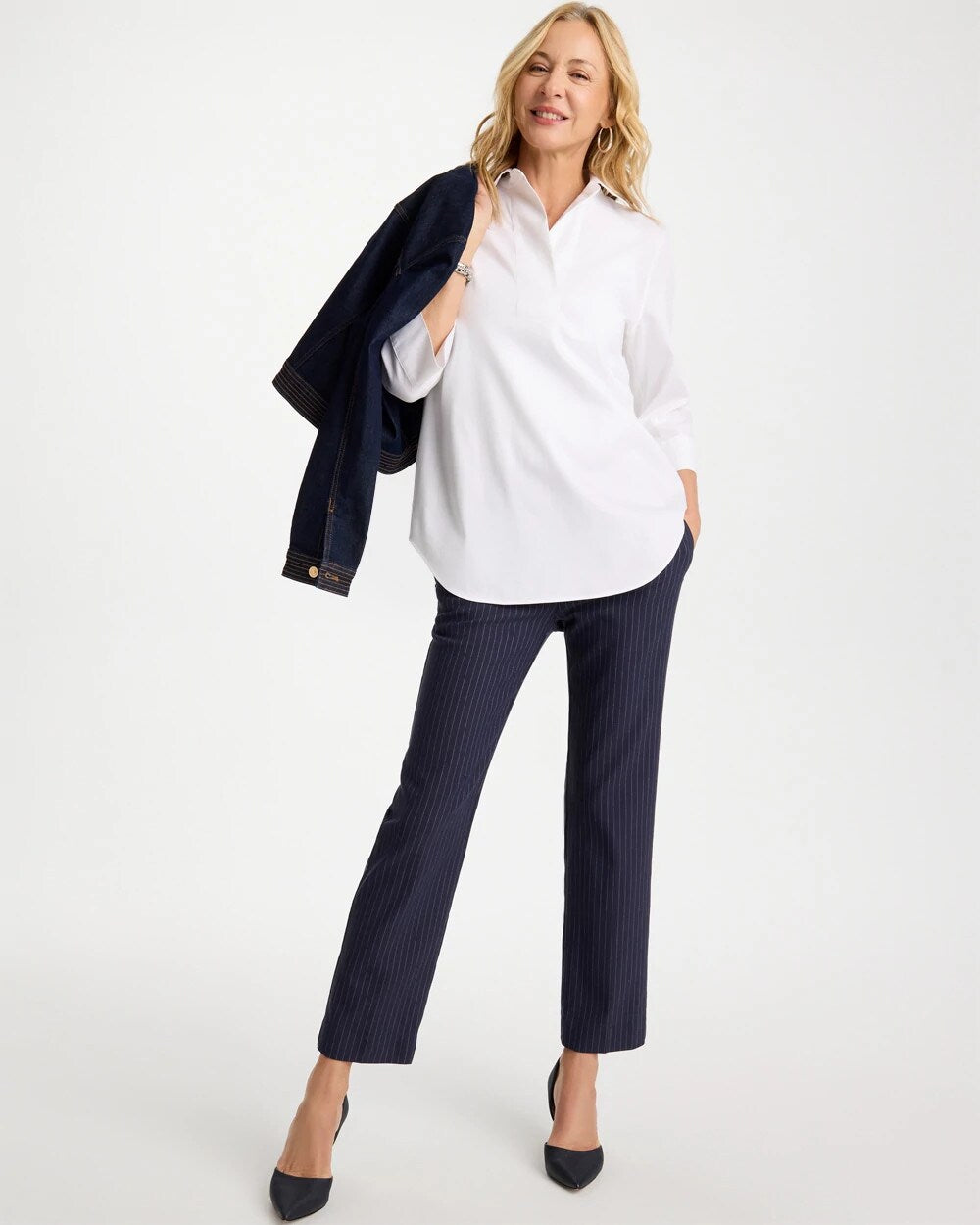 Brigitte Straight Pinstripe Cropped Pants