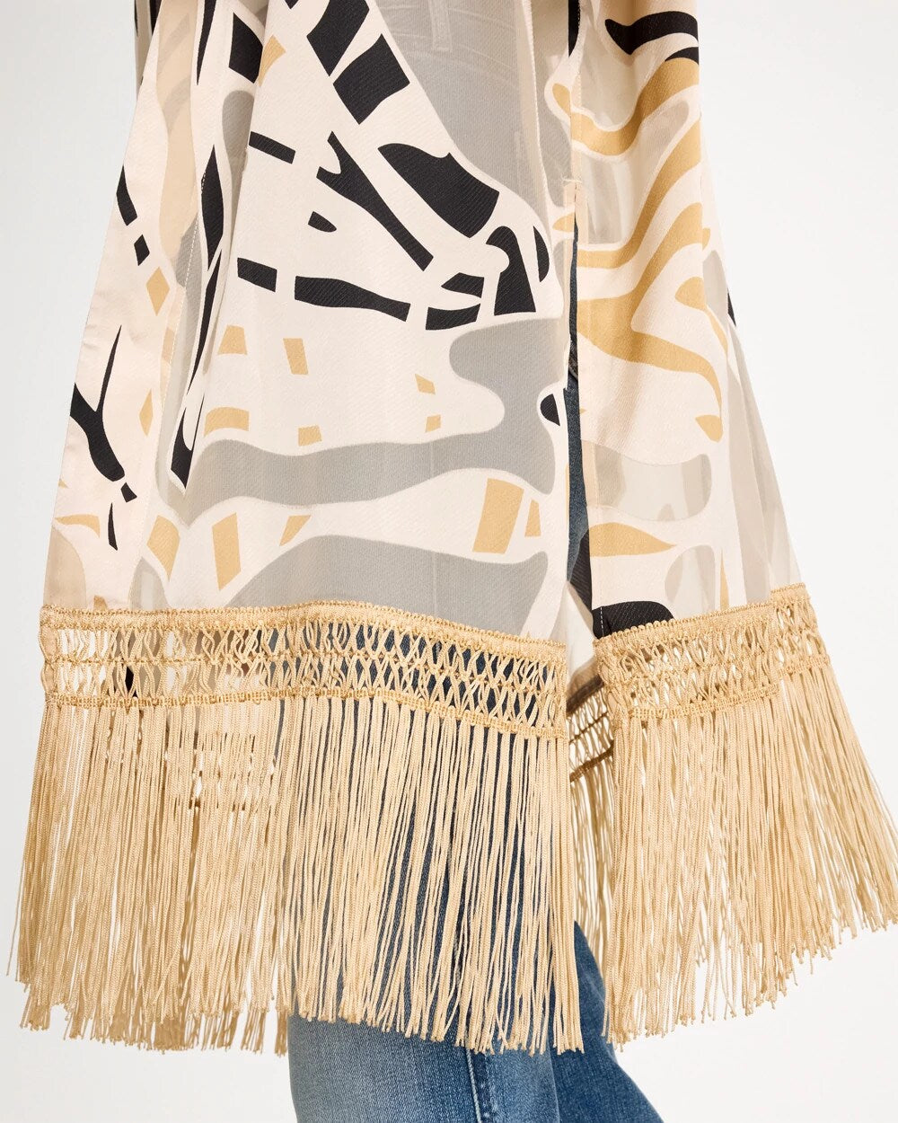 Woven Long Fringed Kimono