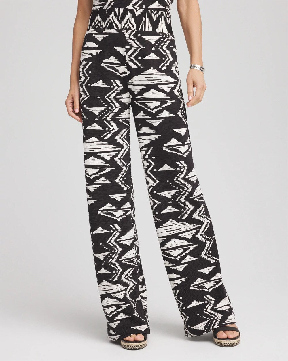 Travelers Crinkled Knit Wide-Leg Pants