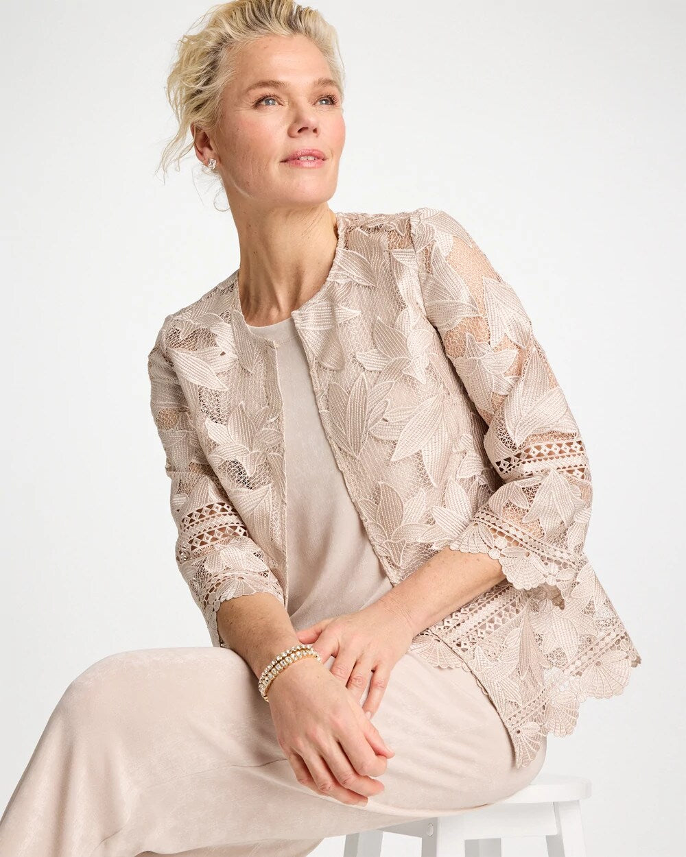 Travelers Collection Scallop Lace Jacket