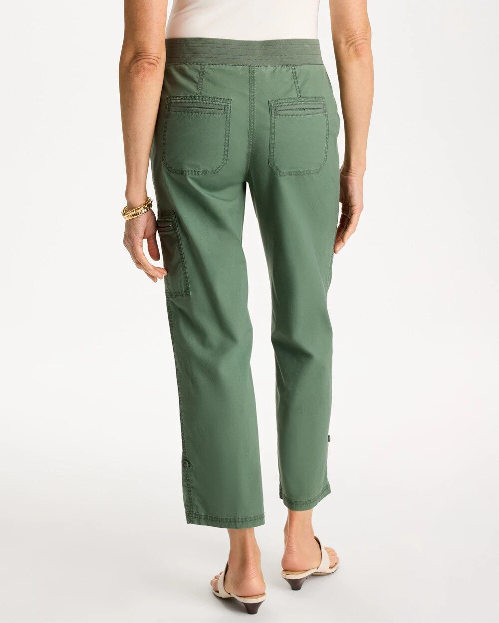 Poplin Cropped Roll Tab Pants