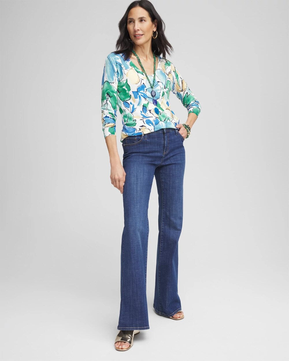 V-Neck Printed Pullover