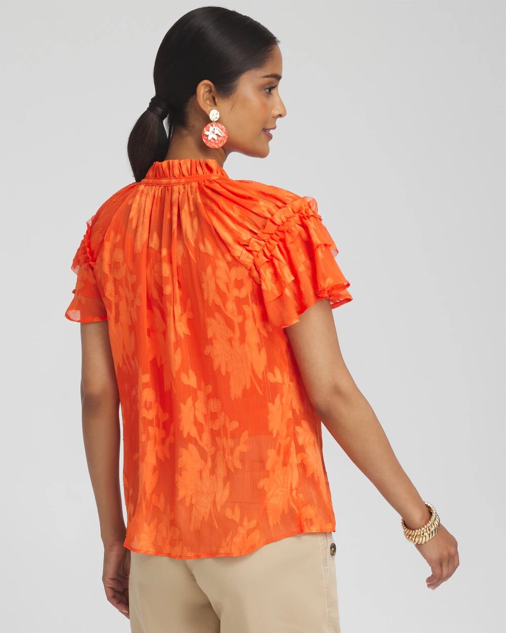 Chiffon Ruffle Neck Blouse