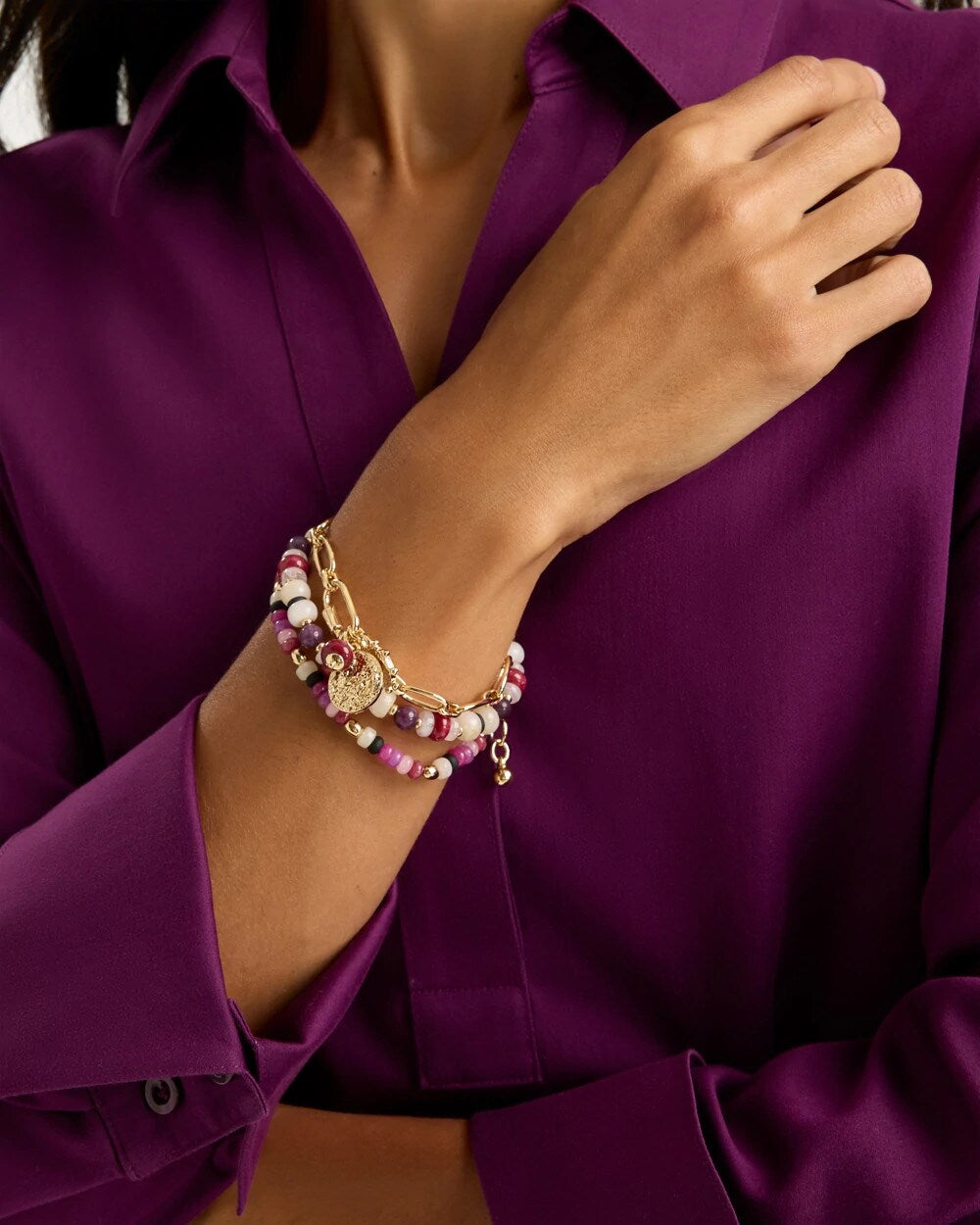 Stretch Set of Three Beaded Bracelets