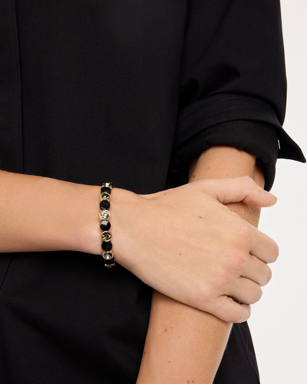 Black Enamel Stretch Bracelet