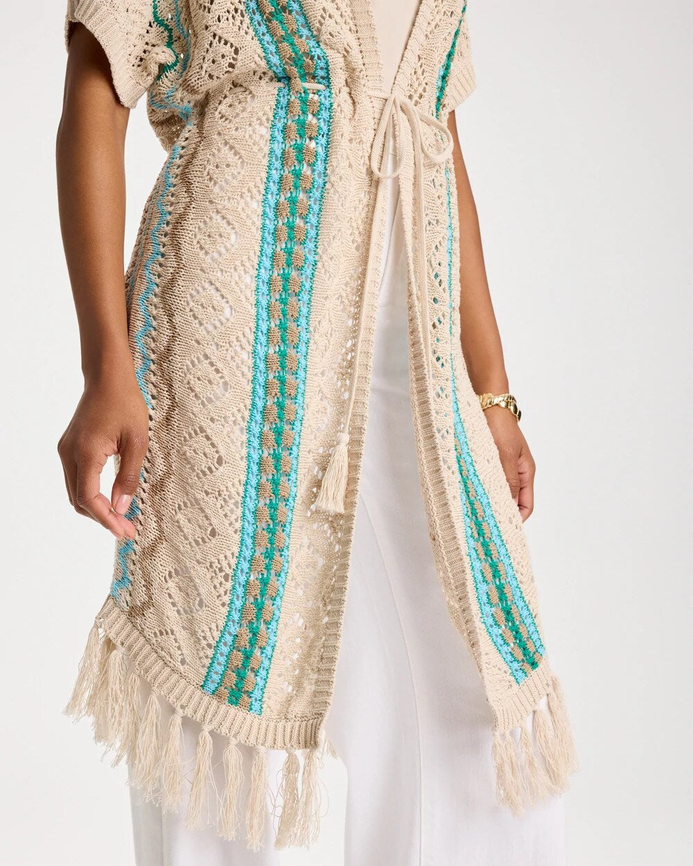 Rainbow Crochet Pointelle Vest