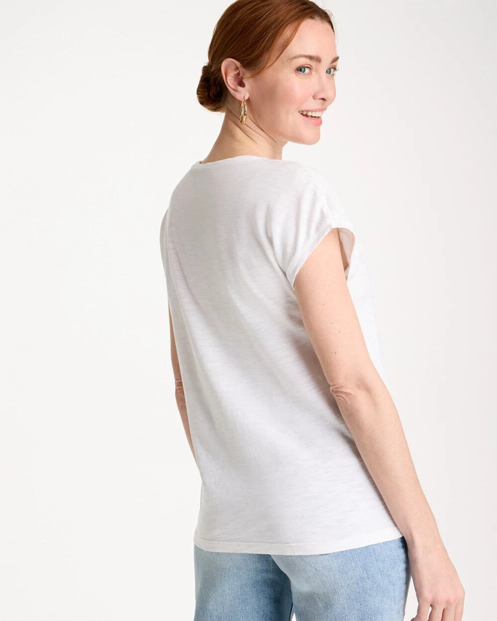Cotton Slub Embroidered Wedge Tee