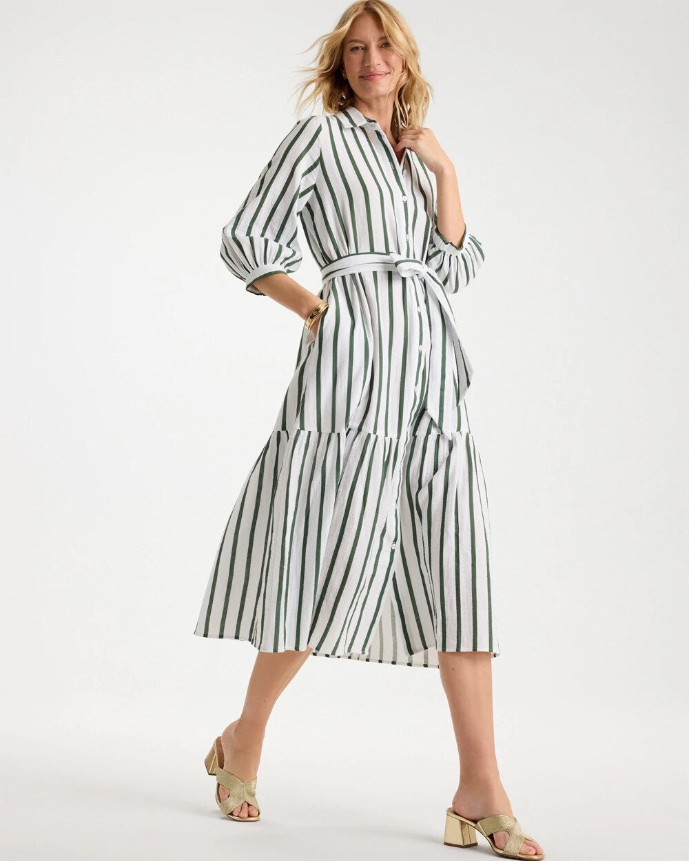 Striped Cotton-Gauze Shirtdress