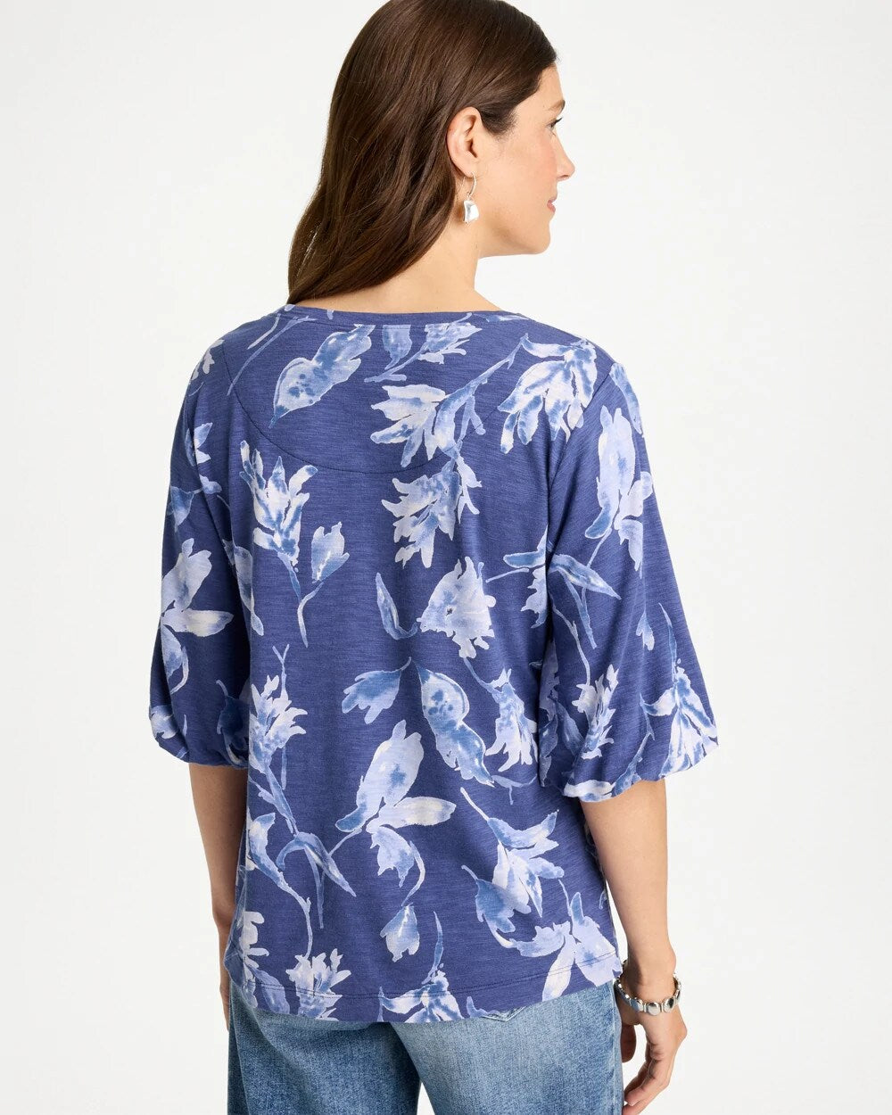 Floral Cotton Slub Puff Sleeve Tee