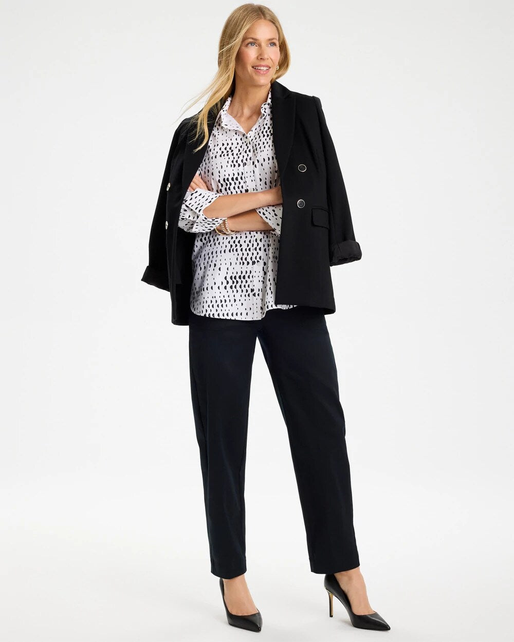 No Iron Stretch Geo Print Shirt