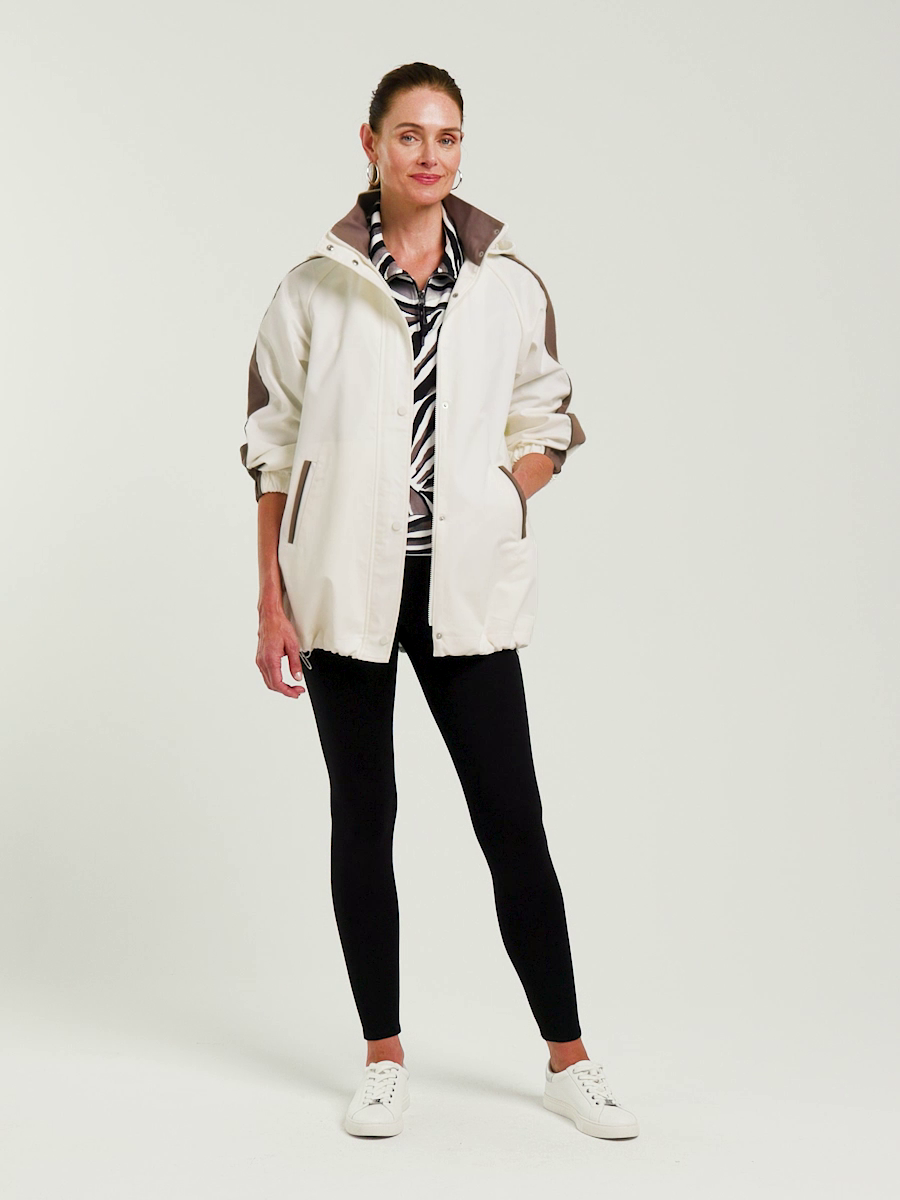Zenergy Faux Leather Detail Rain Jacket