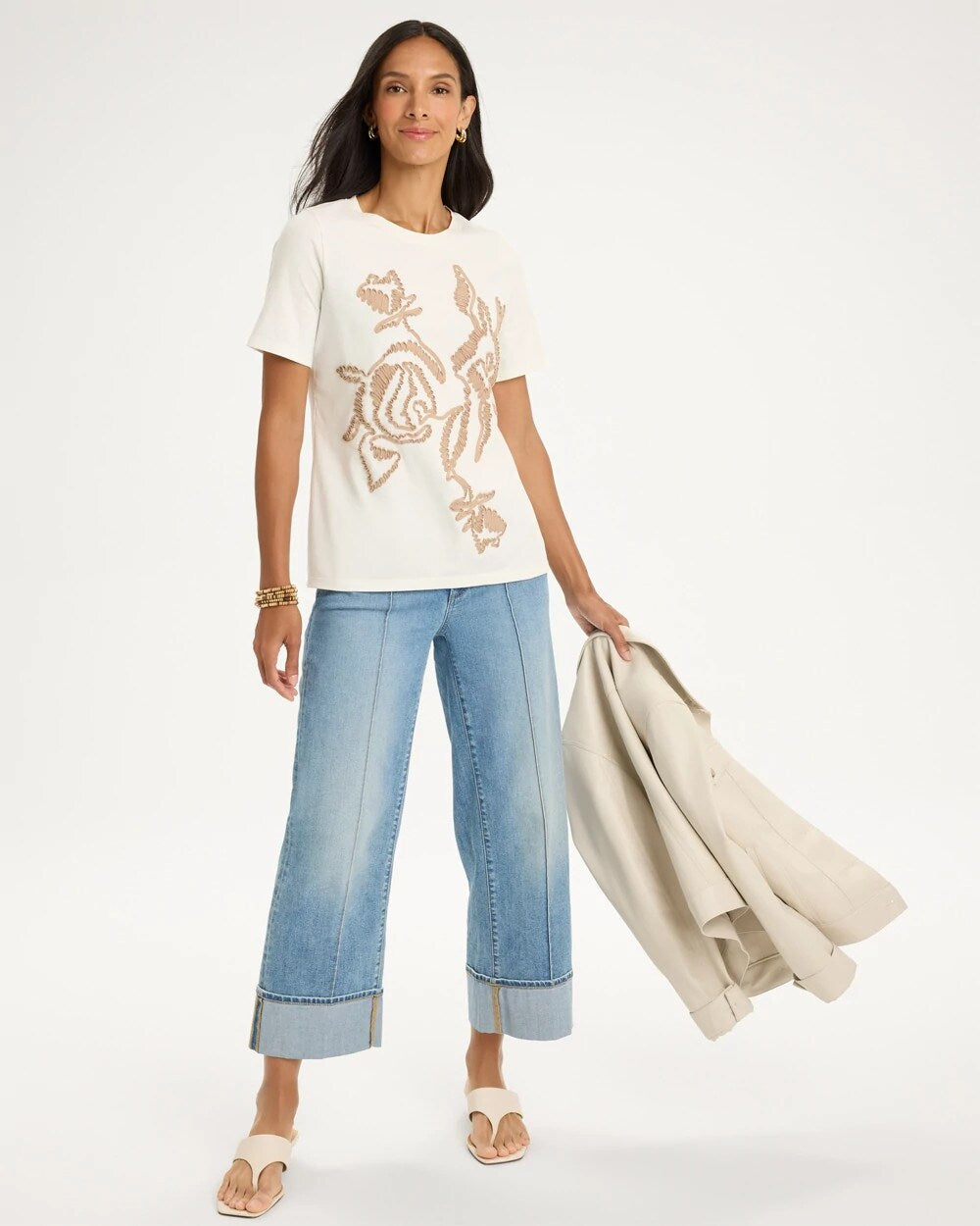Soft-Stretch Cotton Applique Tee