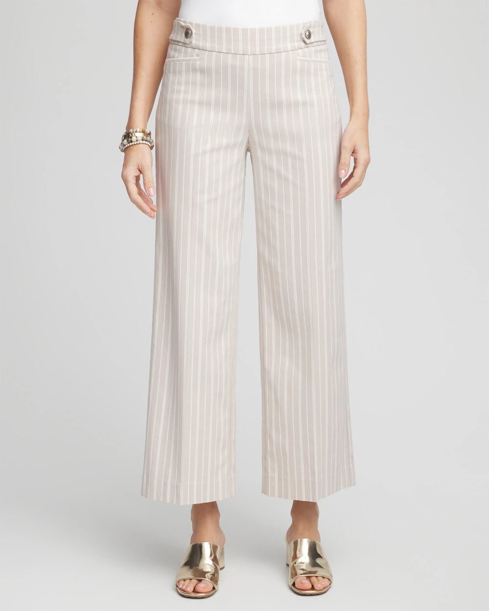 Brigitte Pinstripe Wide-Leg Pants