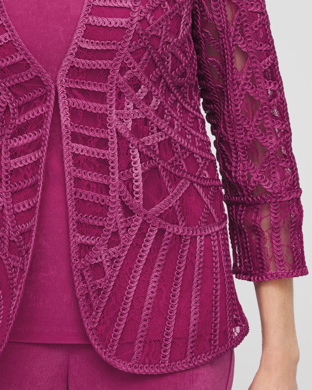 Travelers Collection Embroidered Lace Cutwork Jacket