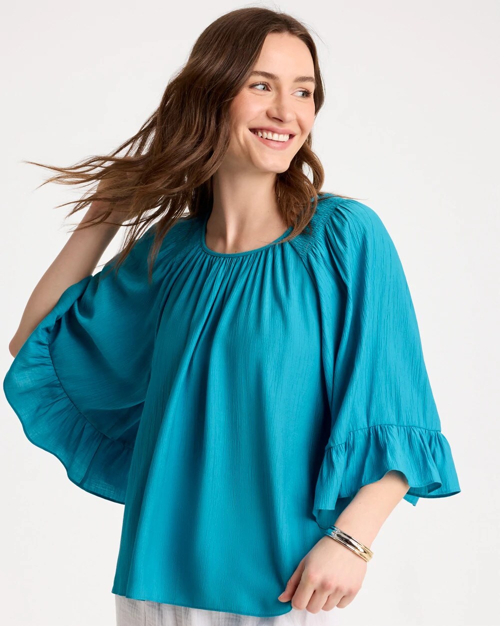 Crinkle Satin Swing Blouse