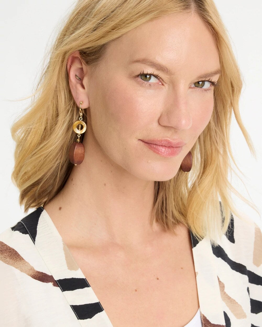 Linear Wood Drop Earrings
