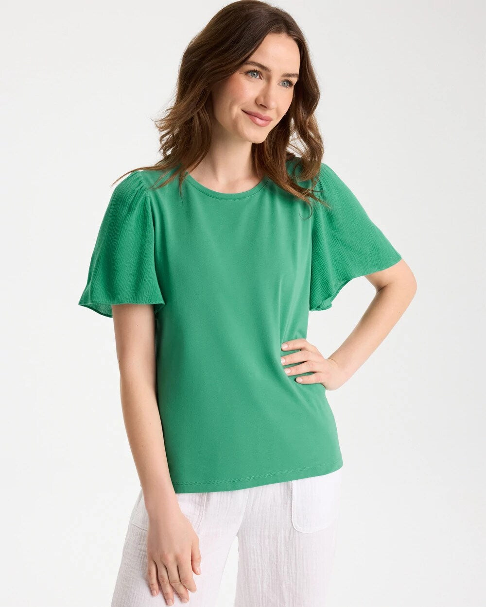 Gauze Sleeve Soft-Stretch Tee