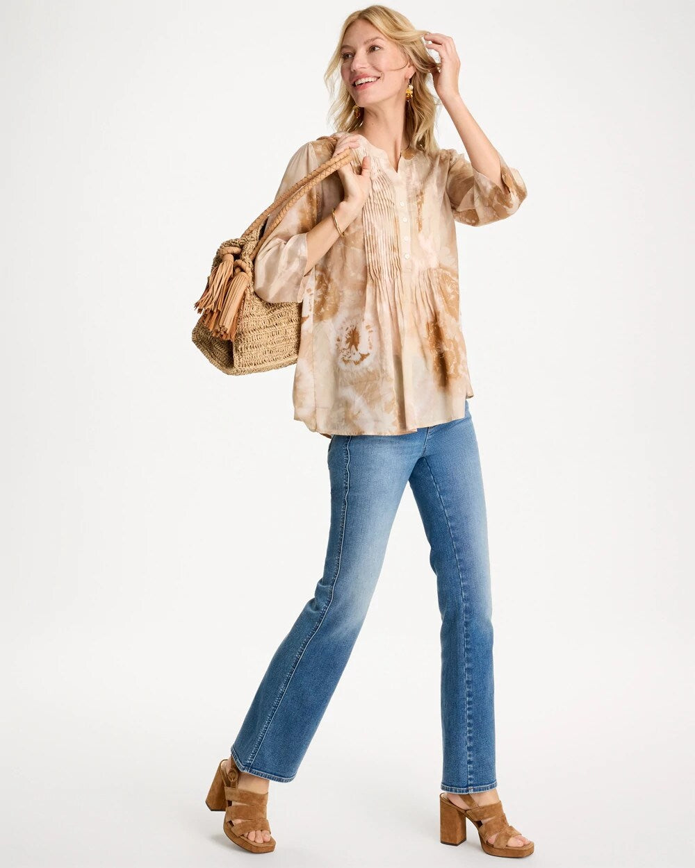 Cotton-Blend Pintuck Tunic