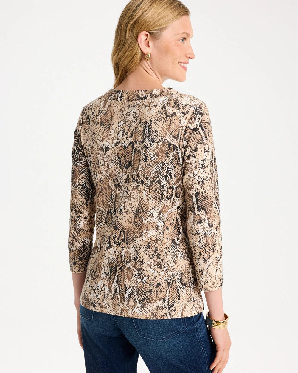 Printed Pima Cotton 3/4 Sleeve Tee