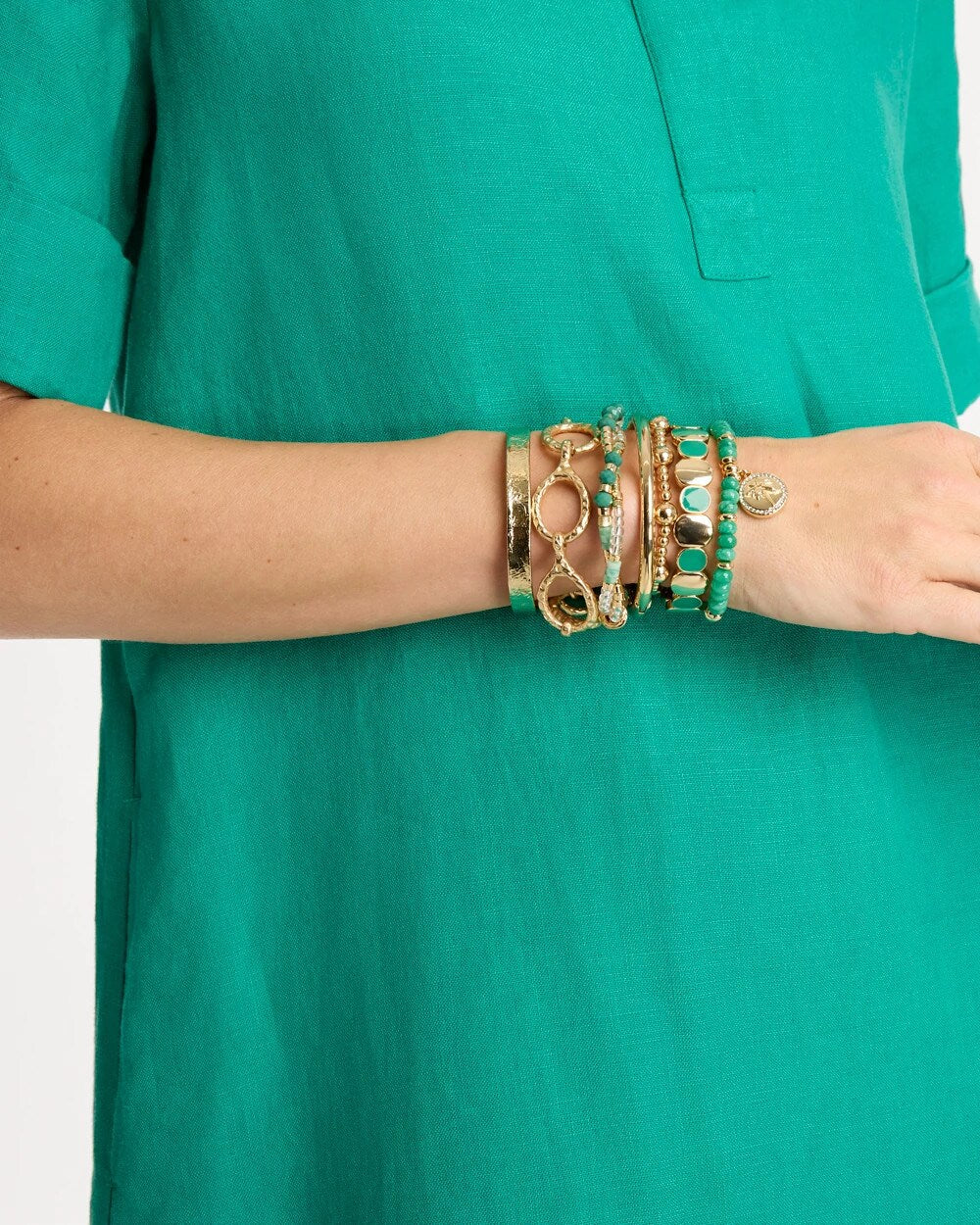Genuine Howlite Beaded Stretch Bracelet