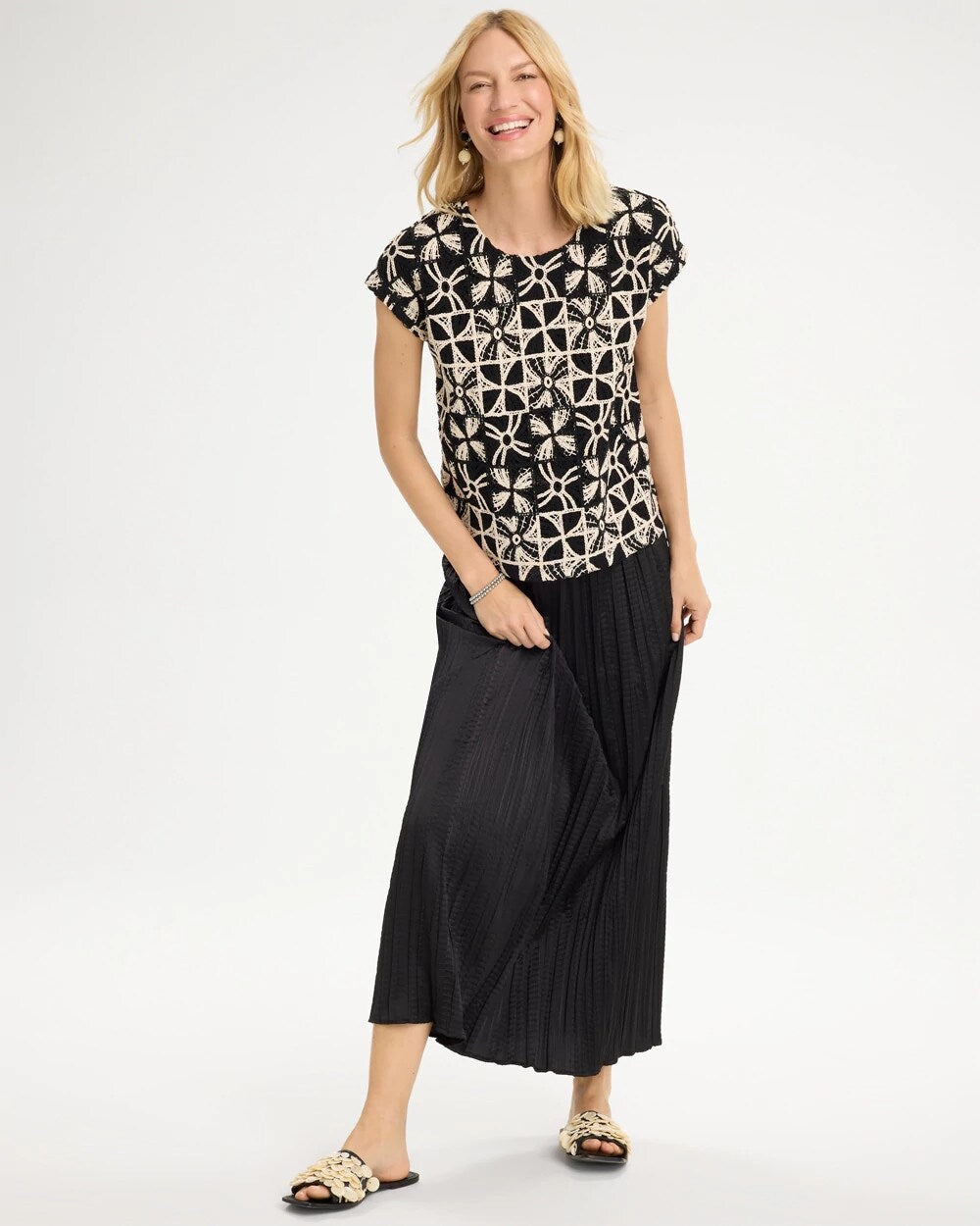 Cotton-Blend Crochet Dolman Tee