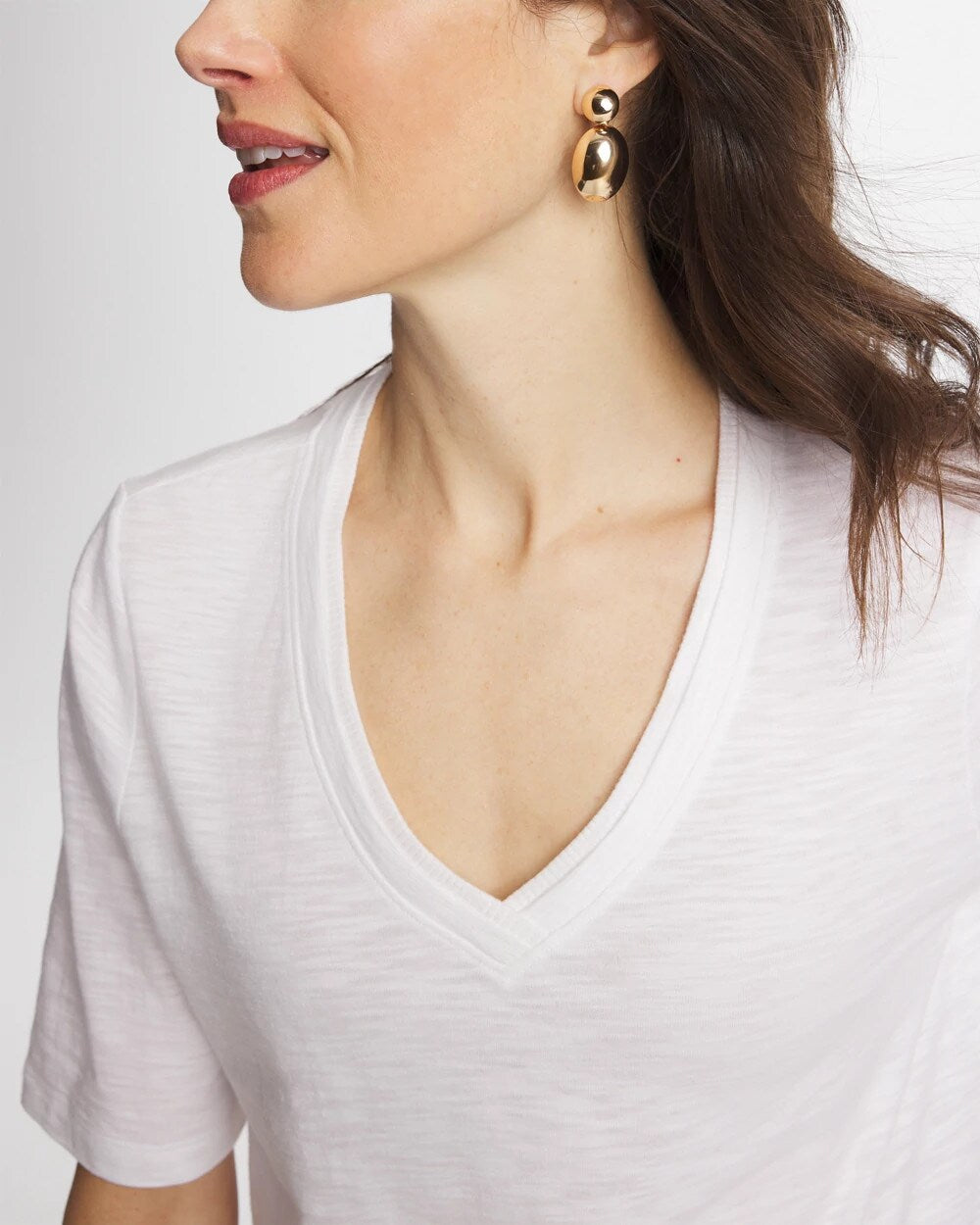 Cotton Slub V-Neck Tee
