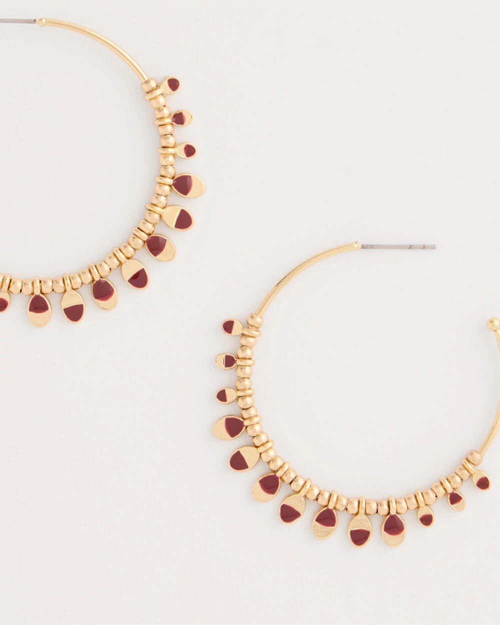 Red Charm Hoop Earrings