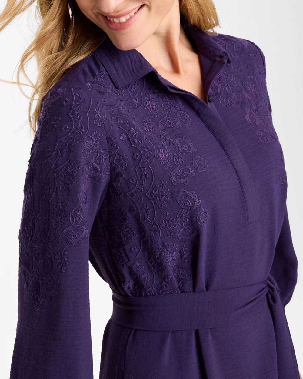 Lace Applique Knee Length Dress