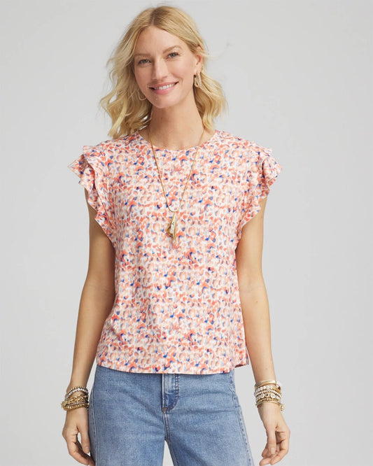 Touch of Cool Tiered Flutter Sleeved Tee