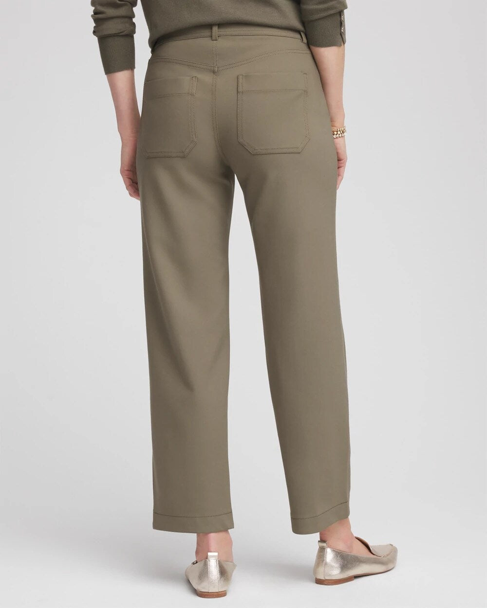 Bi-Stretch Straight Ankle Pants